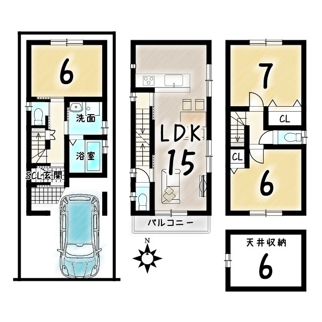 深草墨染町の間取り