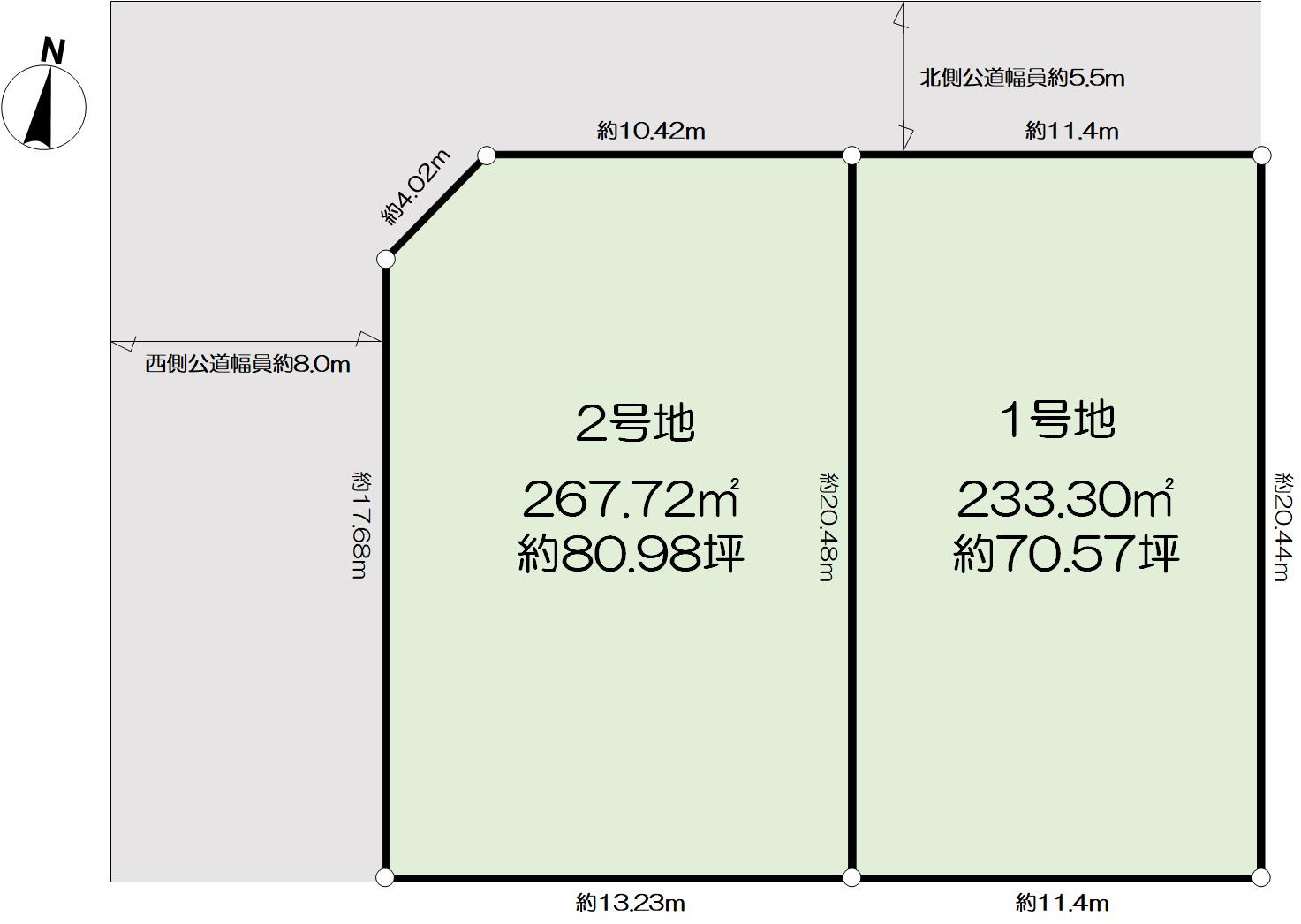 鴨子ヶ原2丁目売土地の区画図