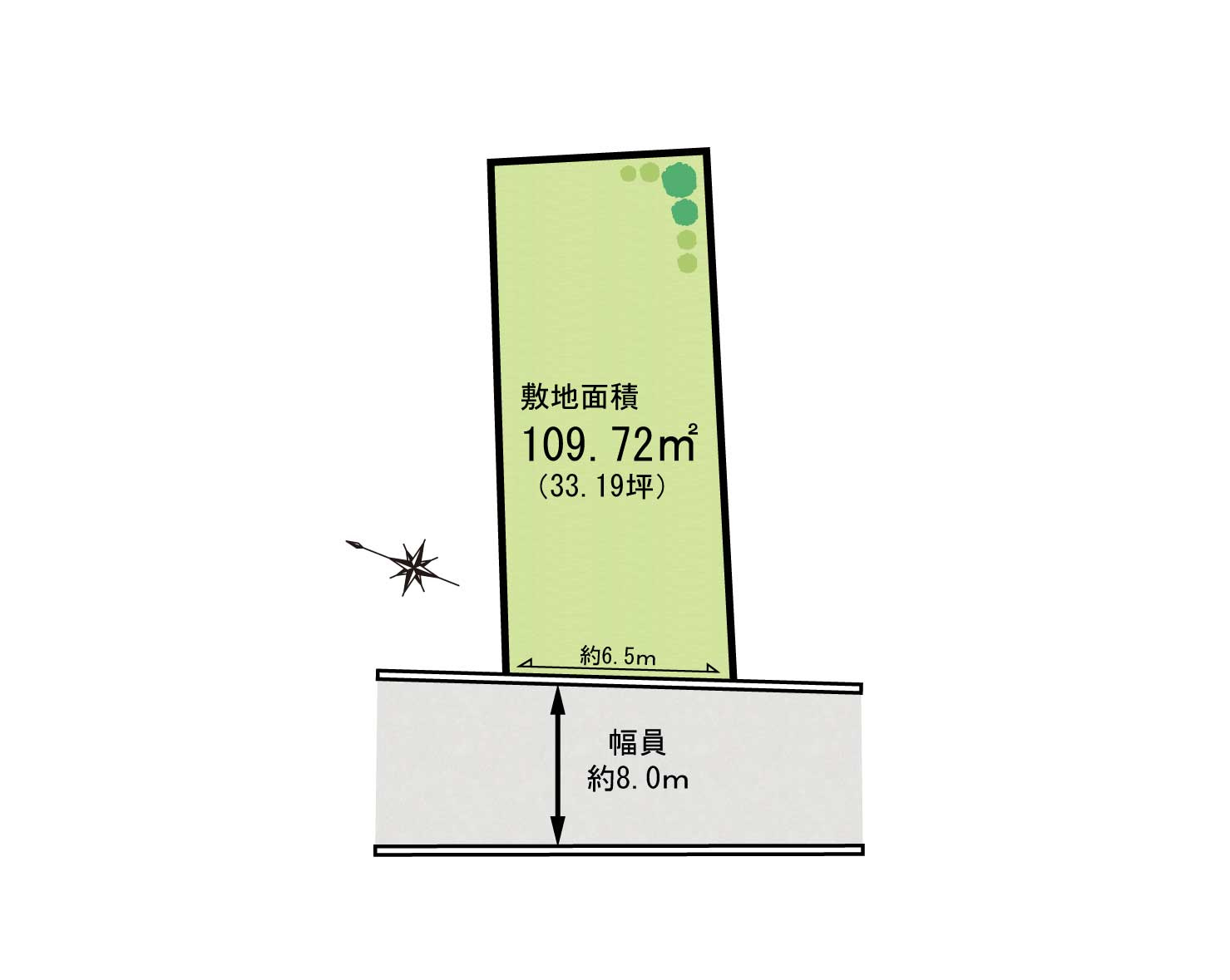 岸和田市上松町　条件なし土地の区画図|前面道路約8メートルでゆったり広々！　