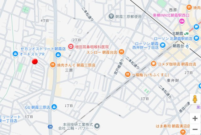 新座市東３丁目の新築一戸建の地図