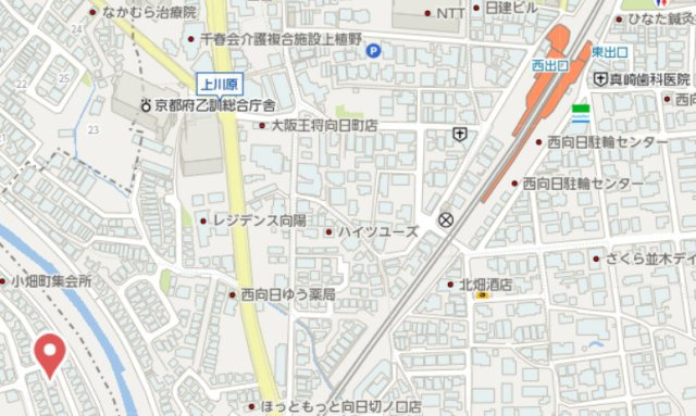 長岡京市今里川原　新築戸建の地図
