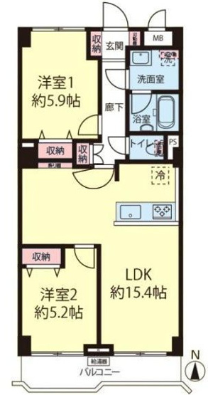 【間取り】 | 弘明寺ニューフラワーマンション | 58.32㎡
3LDK