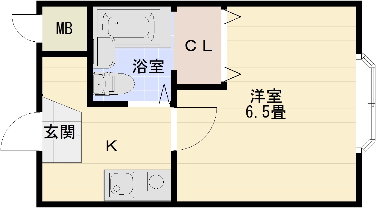 オレンジハウス3の間取り|河内国分駅　オートロック付　駅近　1K　マンション