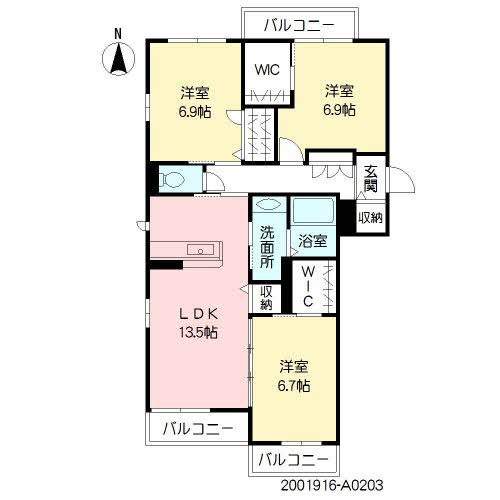 熊本市南区田井島３丁目のアパートの間取り