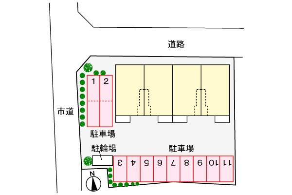 ジェンティールの駐車場