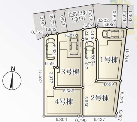 茅ヶ崎市円蔵2丁目　新築戸建　全4棟4号棟の区画図