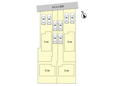 【区画図】 | 鈴鹿市長太新町4丁目《4号棟》 | 駐車スペース2台