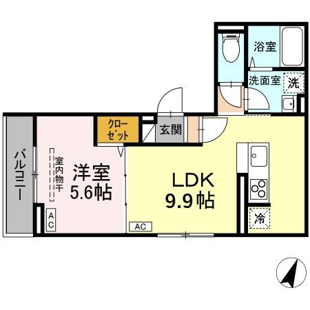 Dフラット東平山　B棟の間取り