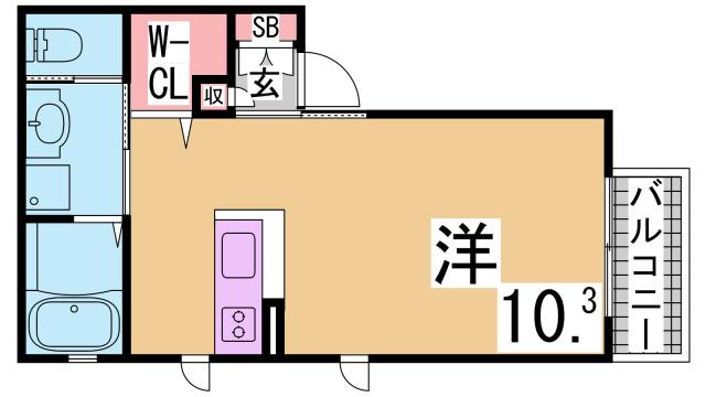 神戸市北区谷上東町のアパートの間取り