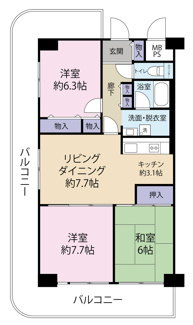 【間取り】 | ユニハイム千船1号棟