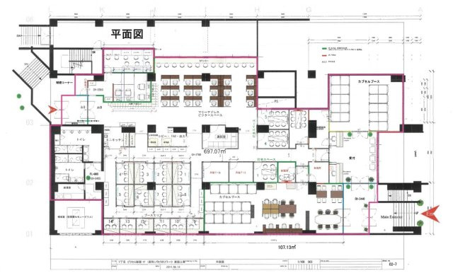 【間取り】 | 東新宿駅徒歩3分 ビクセル新宿 1階 216.5坪 コワーキングスペース居抜き