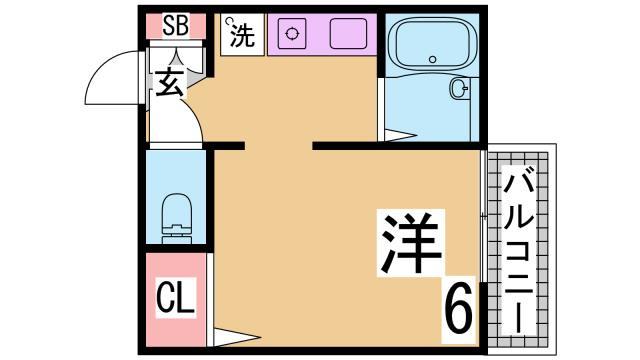 神戸市長田区山下町１丁目のアパートの間取り