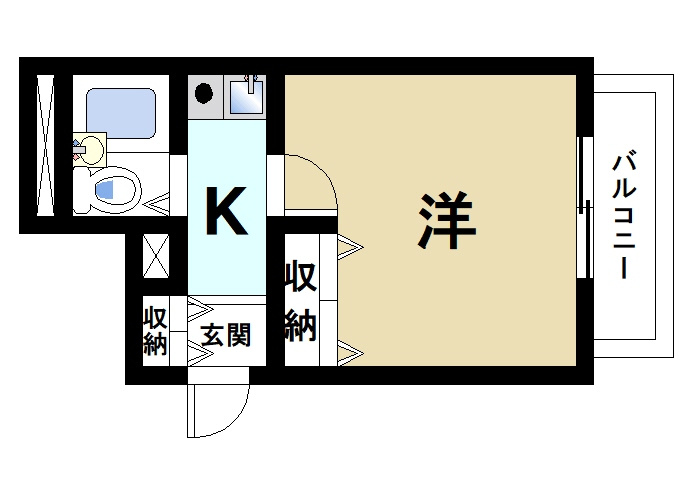 City　Palace21　生駒東新町の間取り|単身者向けの間取りとなっております