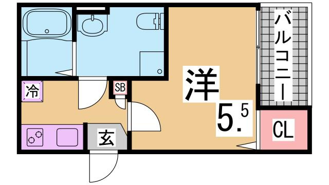 神戸市長田区長楽町４丁目のアパートの間取り