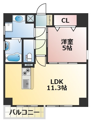 熊本市中央区紺屋今町の賃貸マンションの間取り