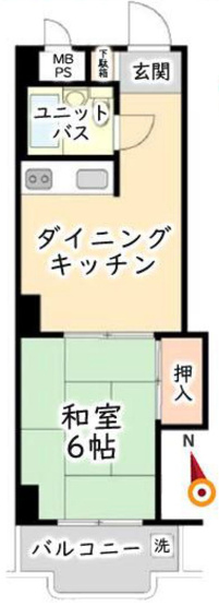 【間取り】 | シャトレー町田ガーデン | 1DKはダイニングキッチンと居室が分かれているため、食事とくつろぎの空間を分けられるのがメリット。ワンルームよりも生活空間にメリハリをつけやすく、広々とした空間で余裕のあるな生活を送れる点が魅力です。