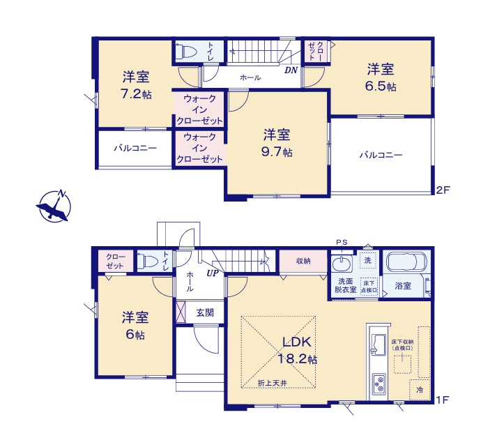 ケイアイフィット　水戸市見川　21期 　3の間取り|　
☆全室明るい南東向き。ゆったり6帖以上です。各部屋に収納スペースも配備。水廻りコンパクトで家事動線ラクラクです♪