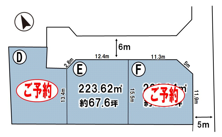 小山市平和　全6区画の区画図