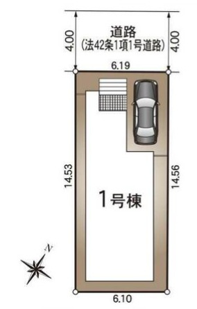 桟橋通4丁目　新築戸建　クレイドルガーデン　１号棟の区画図