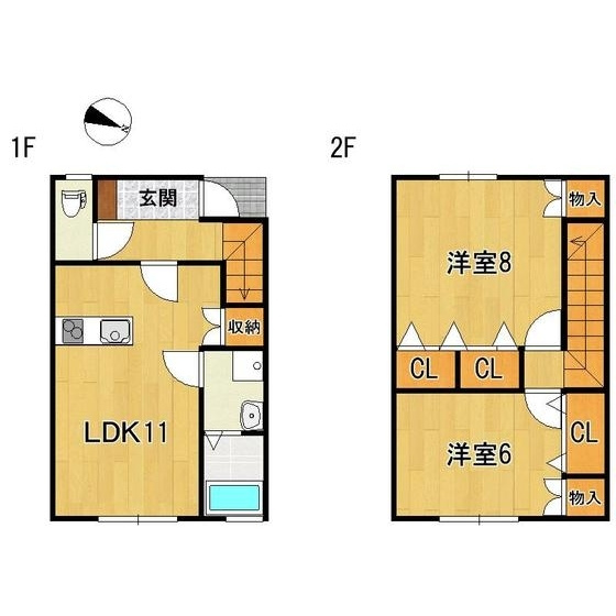 久留米市三潴町玉満のアパートの間取り