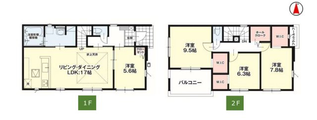 菊池郡大津町大字室第1-3棟（2号棟）　の間取り|全居室収納付きで便利です。