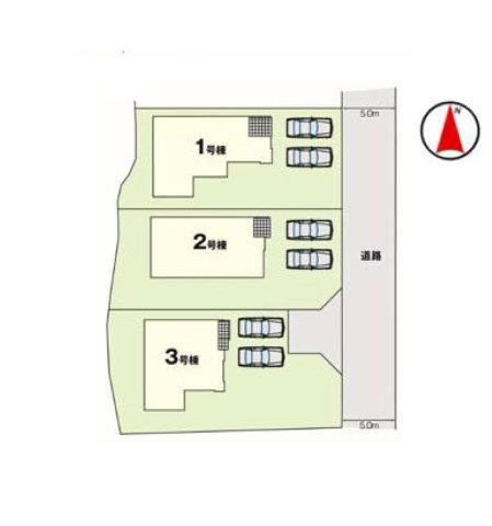 菊池郡大津町大字室第1-3棟（2号棟）　の区画図|配置図（2号棟）