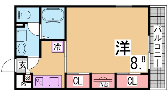 神戸市兵庫区矢部町の賃貸マンションの間取り