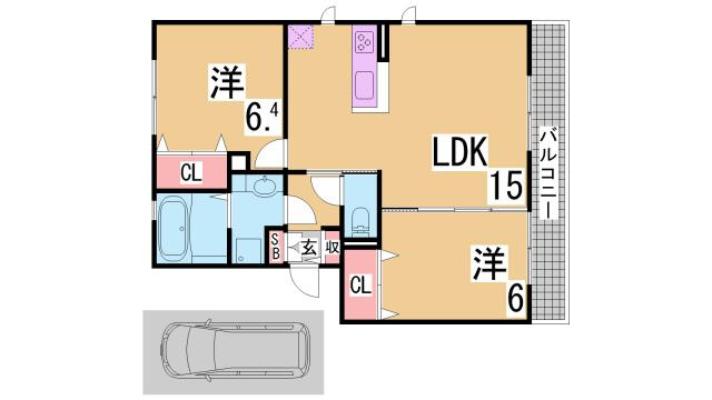 神戸市北区鈴蘭台北町２丁目のアパートの間取り