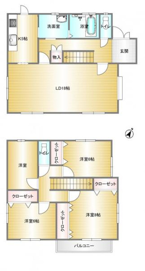 【間取り】 | 4LDKの間取りです。
トイレも2ケ所ございます。