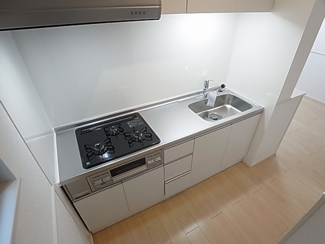 神戸市須磨区神撫町１丁目のアパートのキッチン|システムキッチン（ガス3口）