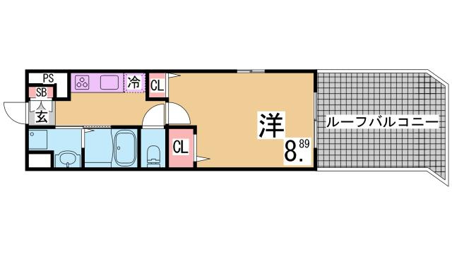神戸市長田区二葉町７丁目の賃貸マンションの間取り