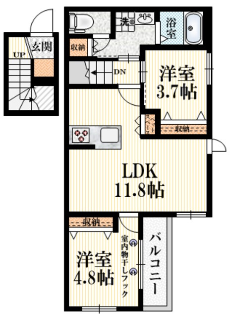 Green Cabanaの間取り|★1フロア2世帯★