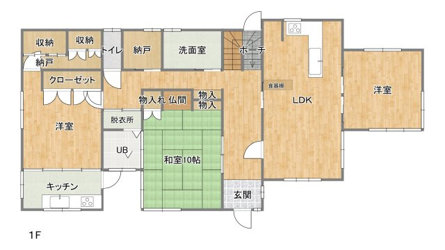 錦町上中田【５LLDDKK】駐車場６台の間取り|１F