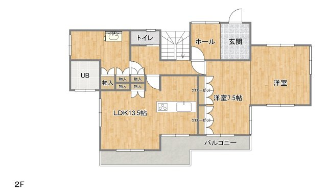 錦町上中田【５LLDDKK】駐車場６台の間取り|２F