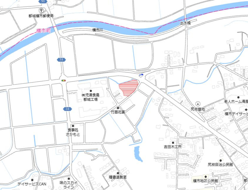 都城市南横市町の売地の土地図