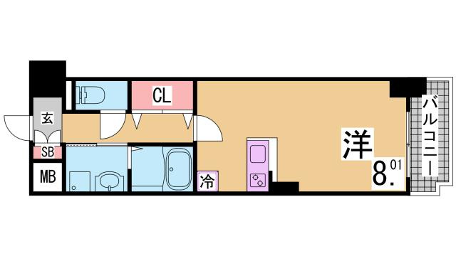神戸市長田区大橋町８丁目の賃貸マンションの間取り