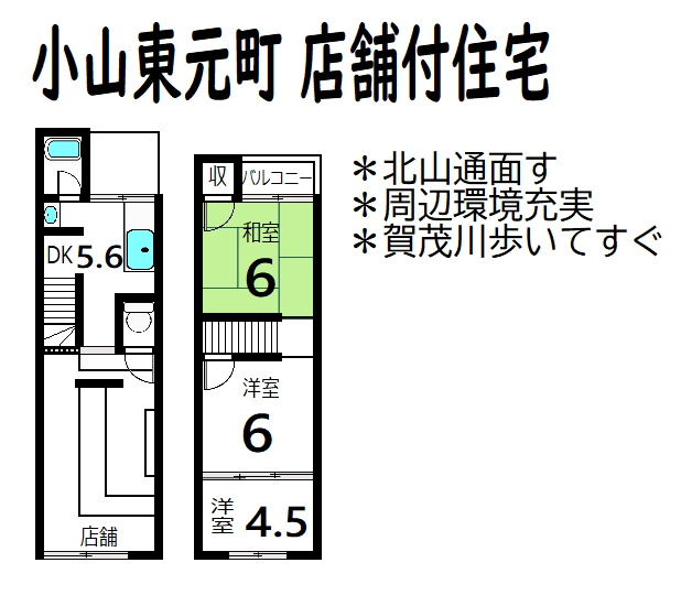 小山東元町 店舗付住宅の間取り