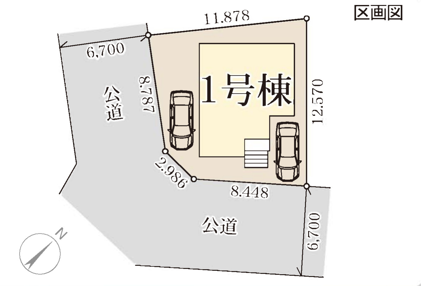 横浜市青葉区大場町 新築戸建て【仲介手数料無料】カースペース2台の区画図