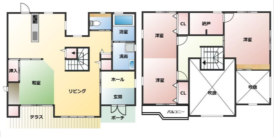 都城市下長飯町の中古一戸建の間取り