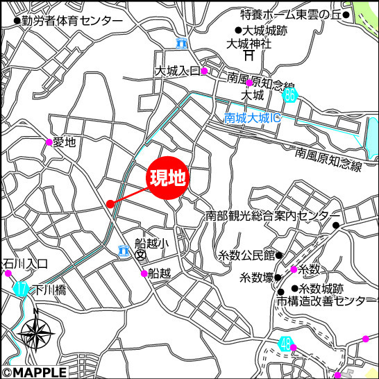 ハートフルタウン南城市玉城船越　A号棟の地図