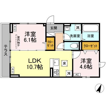 【間取り】 | Dフラット東平山　A棟