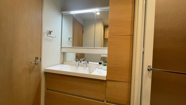 ３分歩いて雨に濡れず横浜駅まで～【カインドステージ横浜台町】の独立洗面台|独立洗面台、朝の身支度には欠かせません