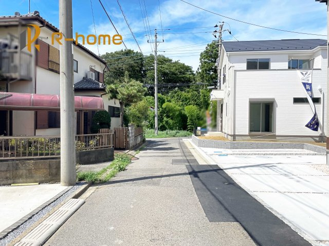 我孫子市古戸　新築戸建て　1号棟の前面道路含む現地写真|堂々！建物完成♪実際のお部屋をご見学可能です♪
ご見学が一番の資料！お気軽にお問い合わせ下さい♪