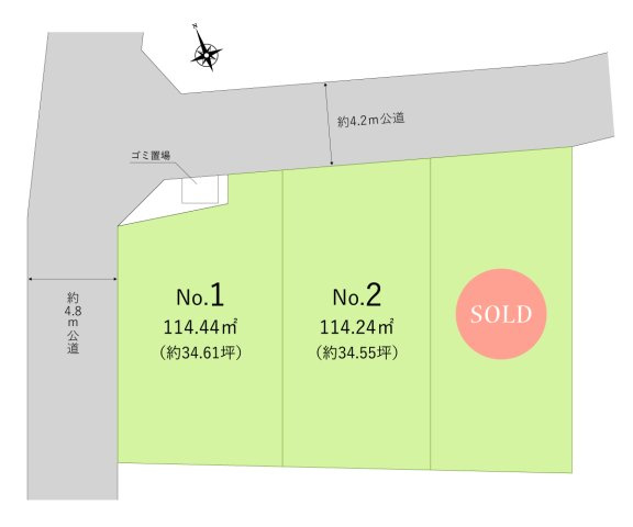 新座市畑中３丁目の売地の土地図|34坪超の土地、全3区画。現況更地につき即建築可能です。
建築条件はありません、お好みのハウスメーカーで建築できます。

資料請求や現地案内など、お気軽にお問い合わせください。