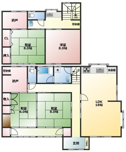 朝倉本町2丁目　中古戸建　の間取り