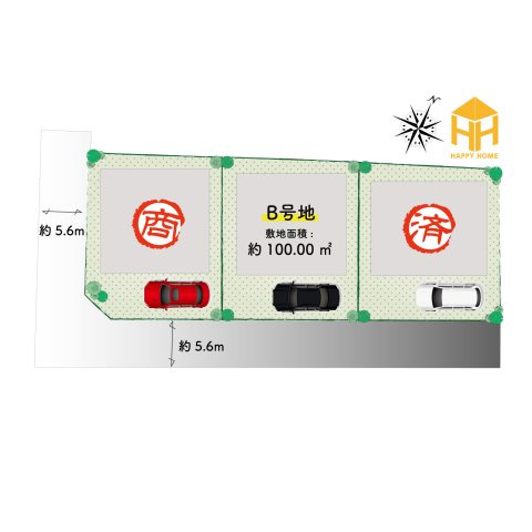 宝塚市南ひばりガ丘1丁目建築条件付土地の区画図|全3区画の分譲地です。