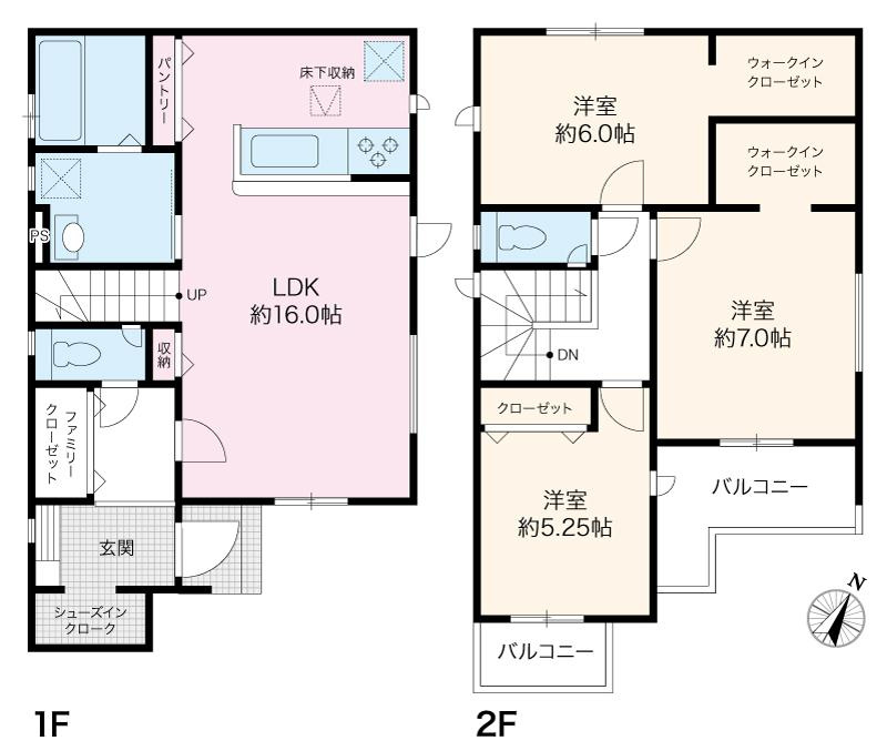 高知市介良 2期2棟1　新築戸建ての間取り|1号棟