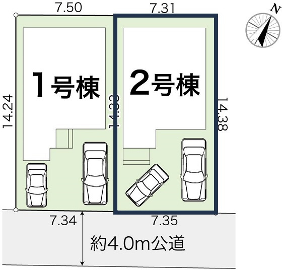 高知市介良 2期2棟2　新築戸建ての区画図|2号棟