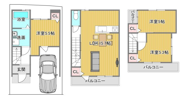 【土地図＋建物プラン例】 | 南区八条内田町　1号地 | 土地1300万円　建物1888万円/延床面積：73.60㎡
建築確認申請費用50万円(税込)別途要 外構費50万円(税込)別途要　※建築条件無価格：1500万円
