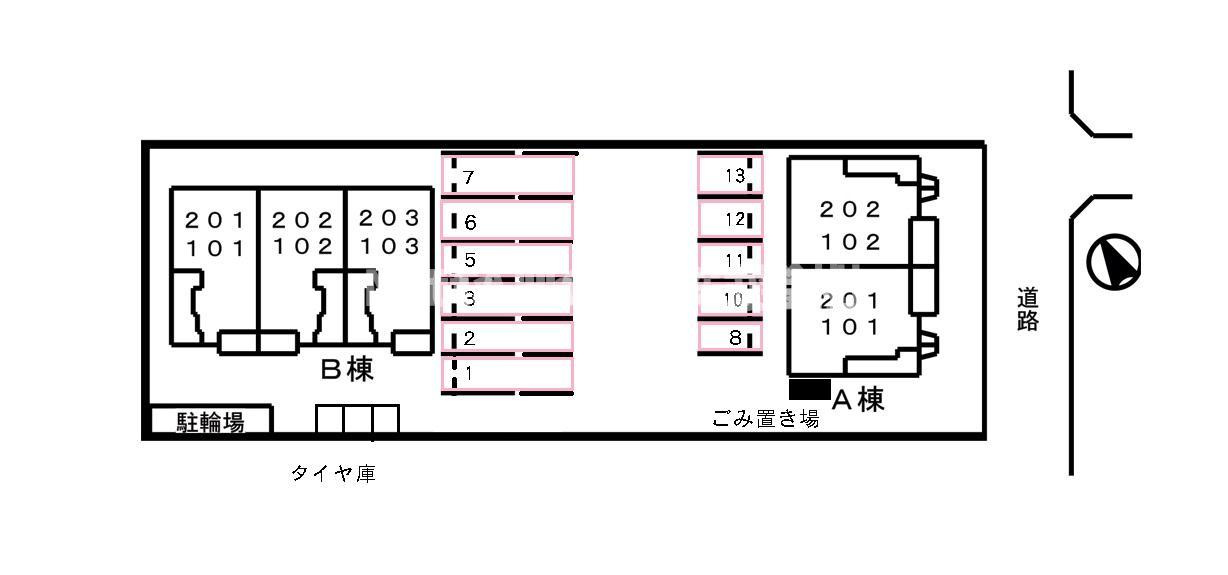 サンヒルズＢの区画図|平面図です＊